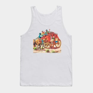 Robbery Horse Carriage Buffalo Bill Western Cowboy Retro Comic Tank Top